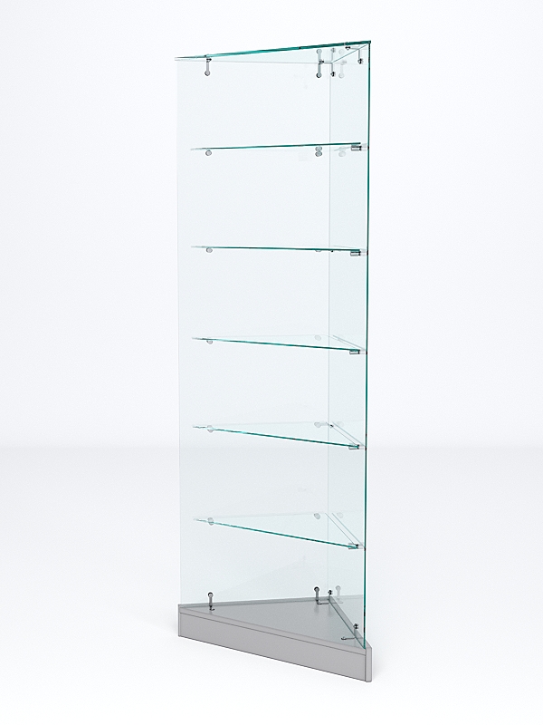 Витрина стеклянная "ИСТРА" угловая №502ХП-У трехгранная (без дверок, бока - стекло) Серый