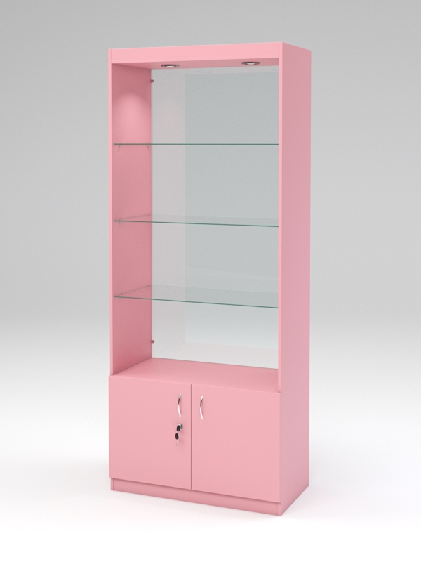Стеллаж "АФРОДИТА" №1-5 (задняя стенка - стекло) Фламинго розовый