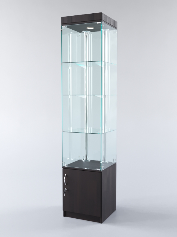 Витрина "ХАЙТЕК" №3-1 (задняя стенка - стекло)  Дуб Сорано черно-коричневый H1137 ST11