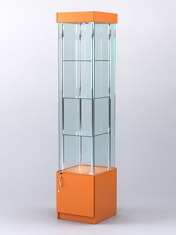 Витрина "АВРОРА" №2-1 с регулируемыми по высоте полками (зад.стенка - стекло) Оранжевый 0132 BS