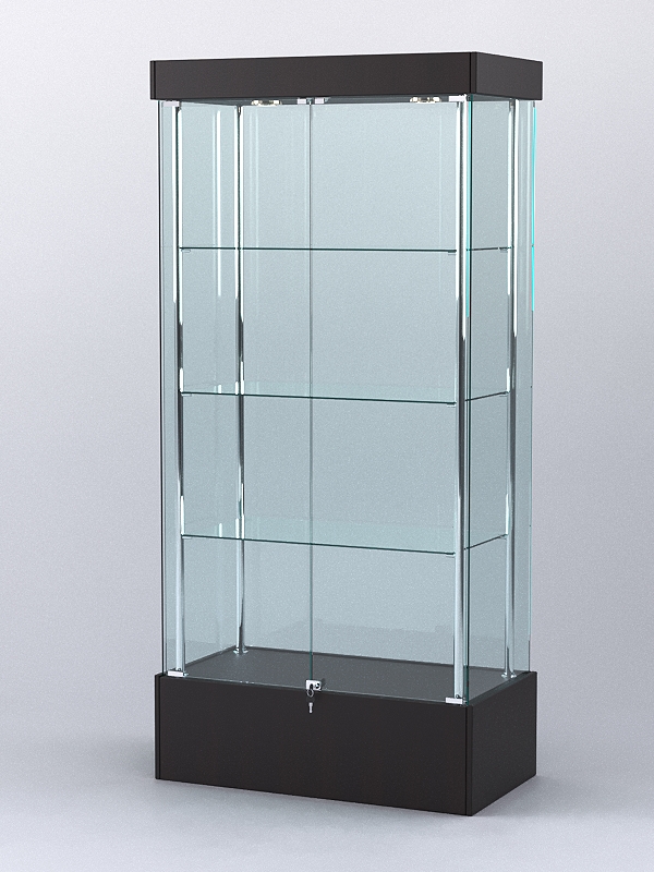 Витрина "АВРОРА" №3-1 с регулируемыми по высоте полками (зад.стенка - стекло) Дуб Сорано черно-коричневый H1137 ST11