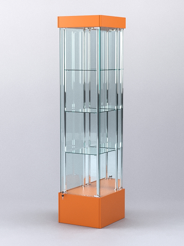 Витрина "АВРОРА" №4-2 с регулируемыми по высоте полками (зад.стенка - зеркало) Оранжевый 0132 BS