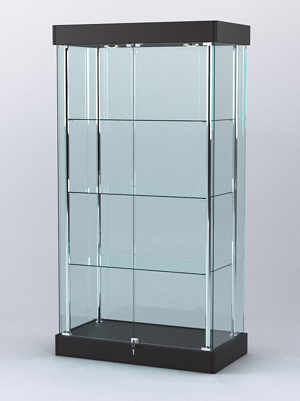 Витрина "АВРОРА" №5-1 с регулируемыми по высоте полками (зад.стенка - стекло) Дуб Сорано черно-коричневый H1137 ST11