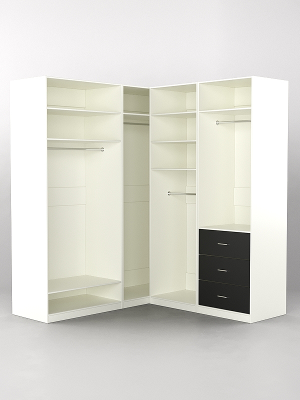 Комплект гардеробных шкафов "Комфорт" №5 Белый и Черный