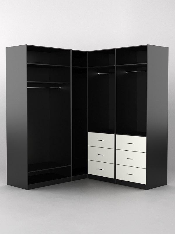 Комплект гардеробных шкафов "Комфорт" №7 Черный и Белый