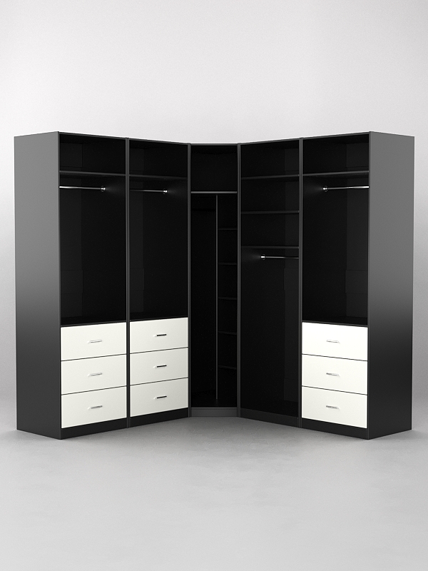 Комплект гардеробных шкафов "Комфорт" №11 Черный и Белый