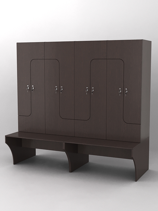 Комплект шкафов для раздевалок со скамейкой "ТРЕНЕР" №2 Дуб Венге