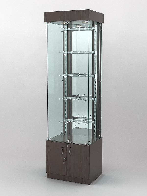 Витрина "КАЛЛИСТА" №2-2 с регулируемыми навесными элементами (задняя стенка - зеркало) Дуб Венге