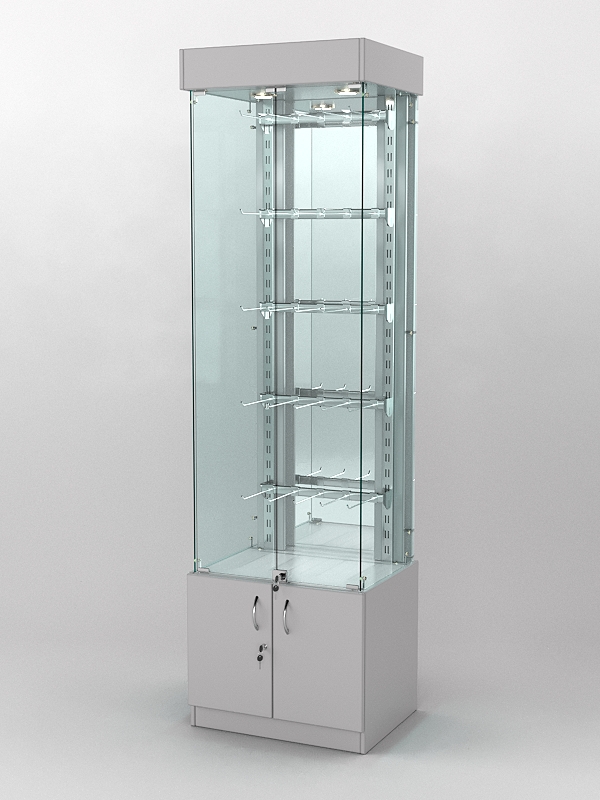 Витрина "КАЛЛИСТА" №2-2 с регулируемыми навесными элементами (задняя стенка - зеркало) Серый