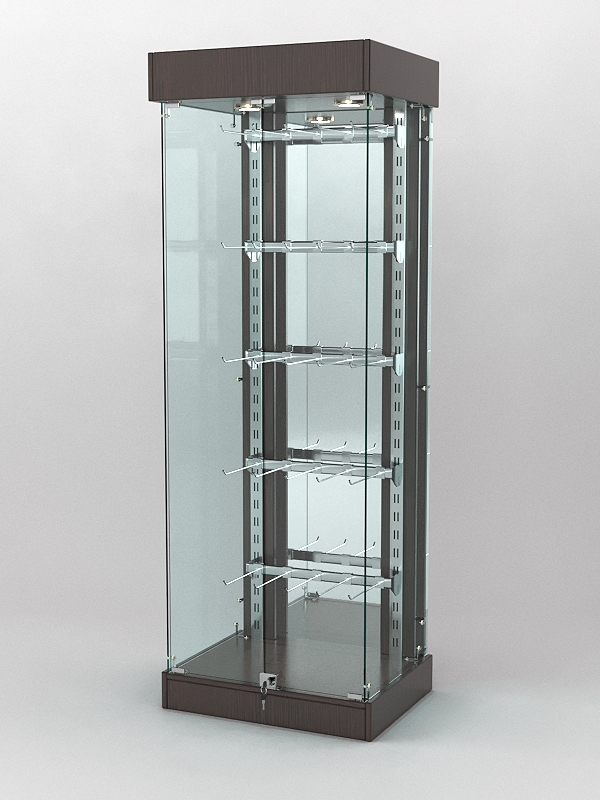 Витрина "КАЛЛИСТА" №6-2 с регулируемыми навесными элементами (задняя стенка - зеркало) Дуб Венге