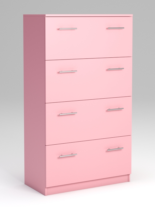 Комод Бревнэс с 4 ящиками широкий Фламинго розовый