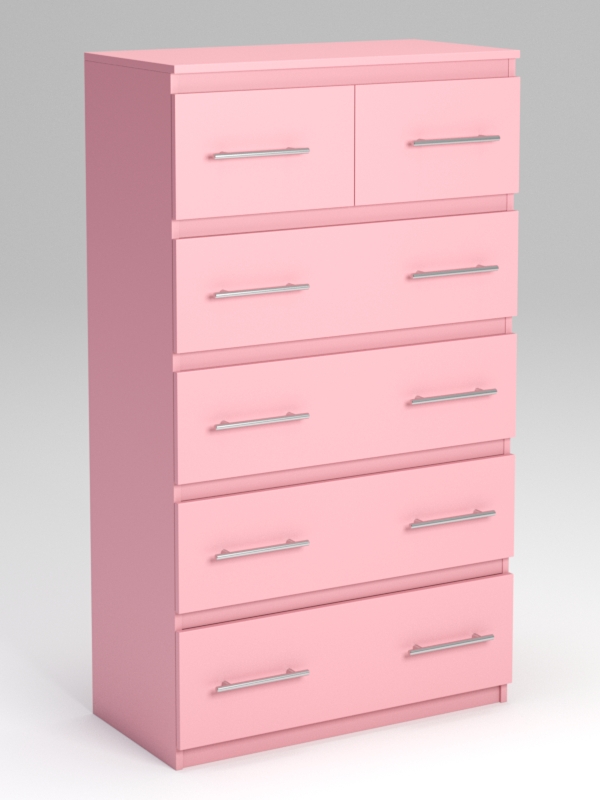 Комод Мульм с 6 ящиками Фламинго розовый
