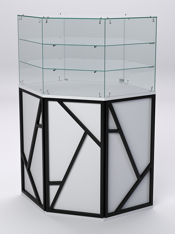 Торговый прилавок со стеклянной надставкой серии РОК №18 Серый