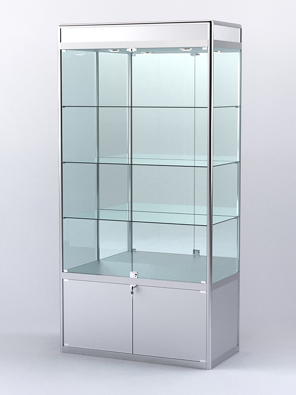 Витрина "АЛПРО" №1-500-3 (задняя стенка - зеркало)  Серебрянный