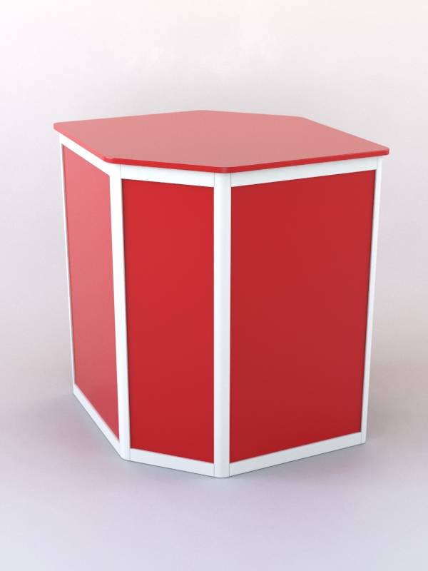 Прилавок из профиля угловой шестигранный №1 (без дверок) Красный + Белый