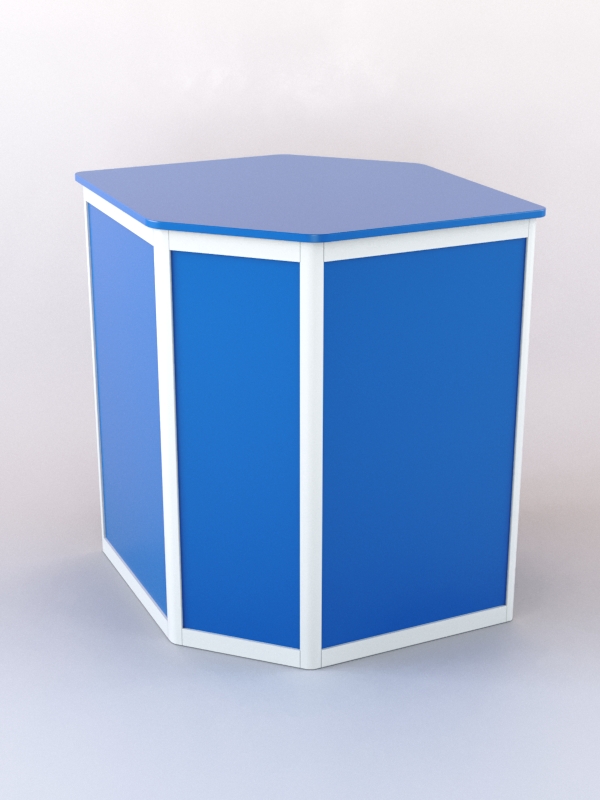 Прилавок из профиля угловой шестигранный №1 (без дверок) Делфт голубой + Белый