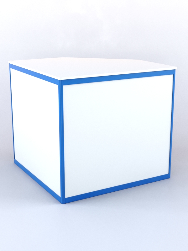 Прилавок из профиля угловой пятигранный №1 (без дверок) Белый + Делфт голубой