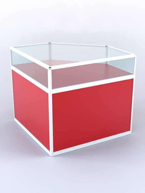 Прилавок из профиля угловой пятигранный №2 (без дверок) Красный + Белый