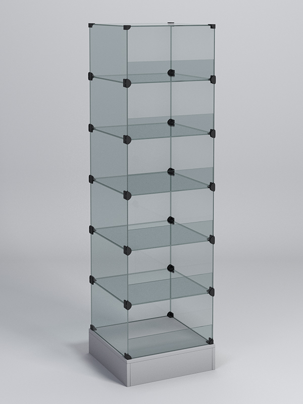 Витрина "КУБ" №502-КО стаканчик (без дверок, передняя стенка - стекло) Серый