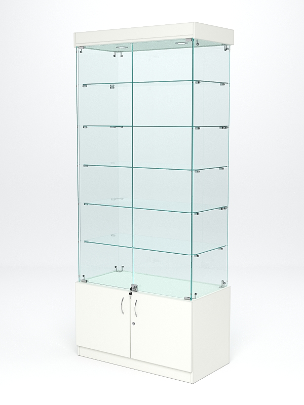 Витрина стеклянная "ИСТРА" №501 (с дверками, задняя стенка - стекло)  Белый