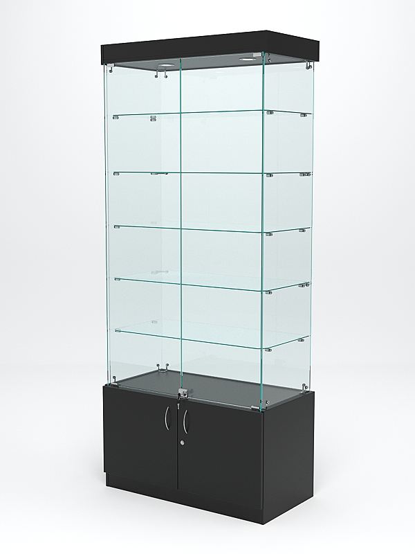 Витрина стеклянная "ИСТРА" №501 (с дверками, задняя стенка - стекло)  Черный