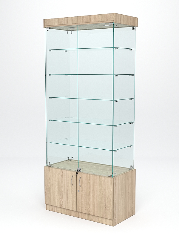 Витрина стеклянная "ИСТРА" №501 (с дверками, задняя стенка - стекло)  Дуб Сонома