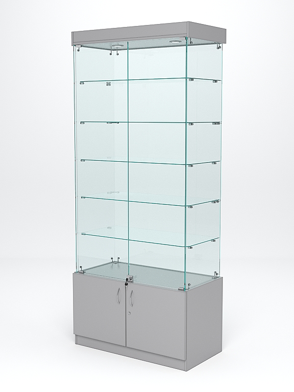 Витрина стеклянная "ИСТРА" №501 (с дверками, задняя стенка - стекло)  Серый