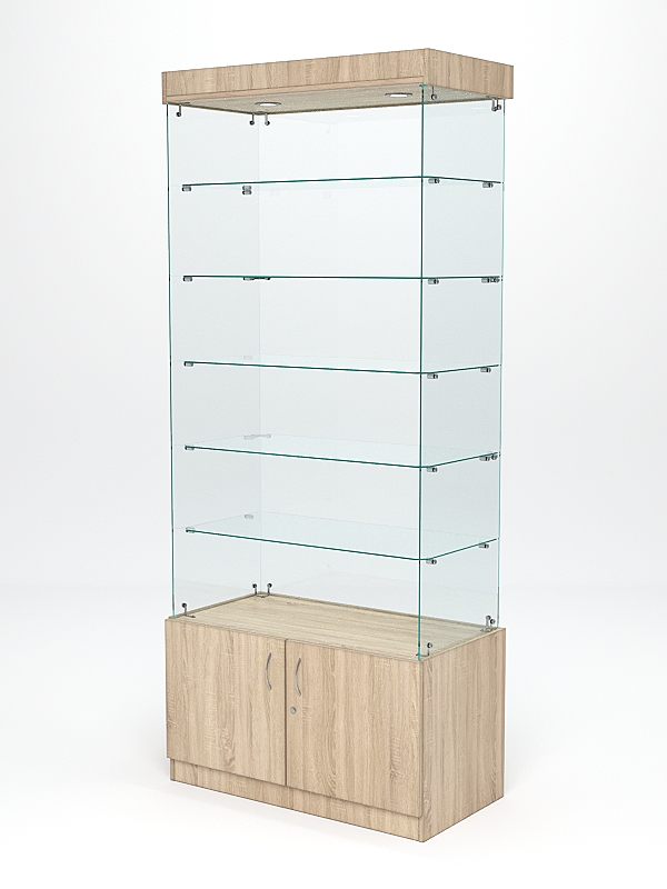 Витрина стеклянная "ИСТРА" №601 (без дверок, задняя стенка - стекло)  Дуб Сонома