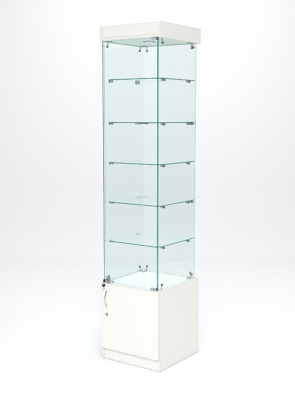 Витрина стеклянная "ИСТРА" №502 (с дверкой, задняя стенка - стекло)  Белый