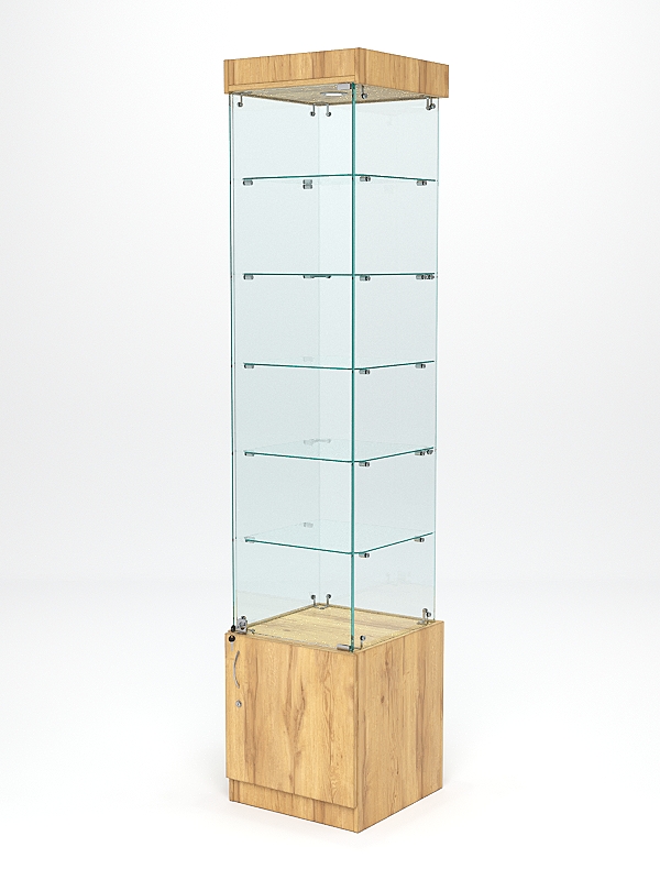Витрина стеклянная "ИСТРА" №502 (с дверкой, задняя стенка - стекло)  Дуб Золотистый