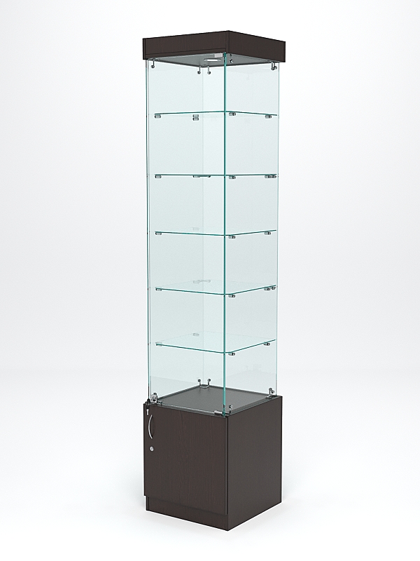 Витрина стеклянная "ИСТРА" №502 (с дверкой, задняя стенка - стекло)  Дуб Венге