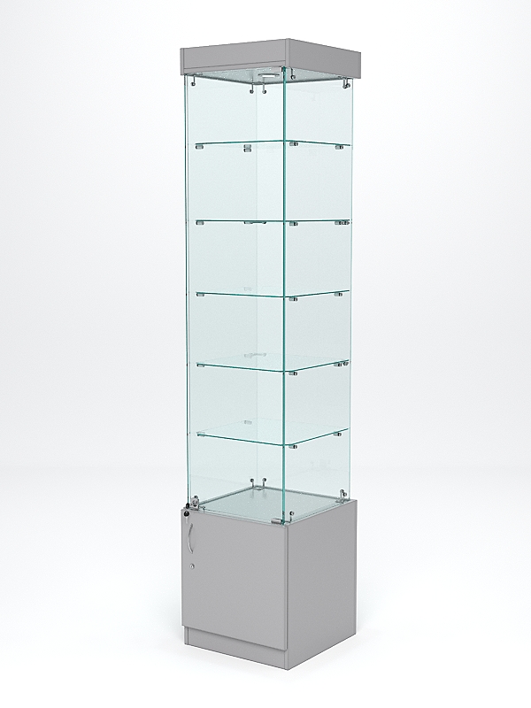 Витрина стеклянная "ИСТРА" №502 (с дверкой, задняя стенка - стекло)  Серый