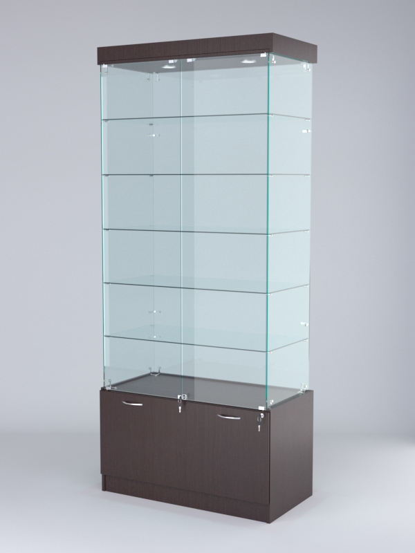 Витрина стеклянная "КРИСТАЛЛ" №501 (с дверками, задняя стенка - стекло) Дуб Венге