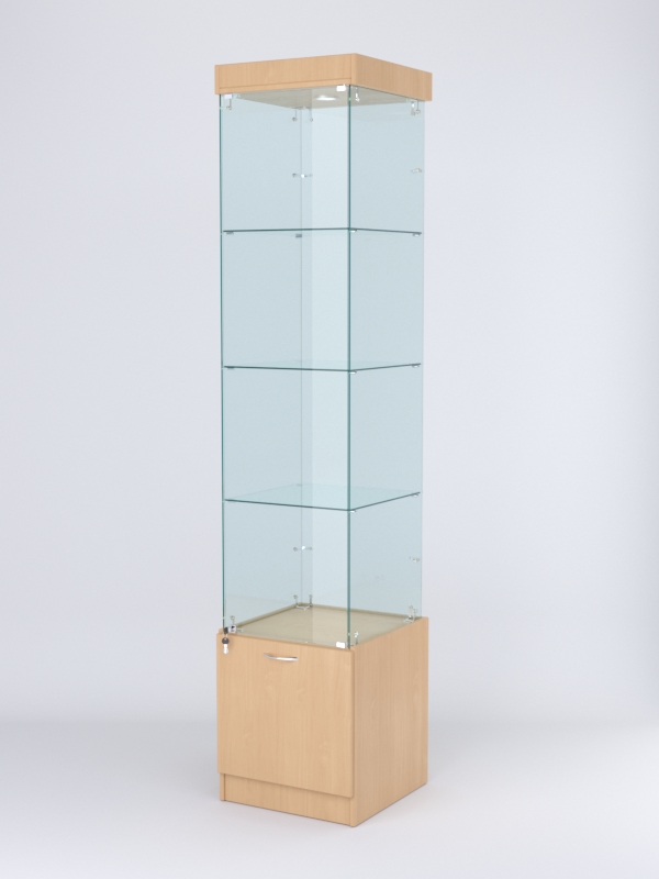 Витрина стеклянная "КРИСТАЛЛ" №2 (с дверкой, задняя стенка - стекло) Бук Бавария