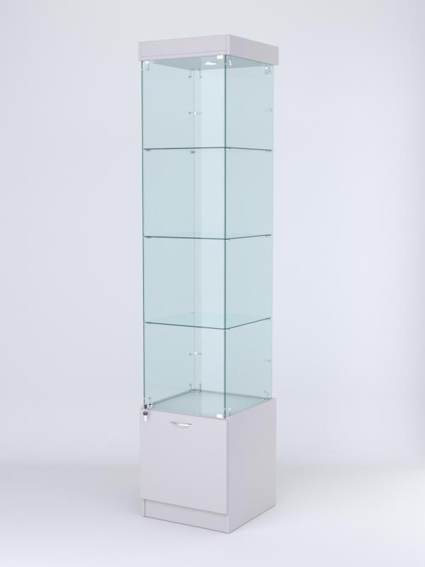 Витрина стеклянная "КРИСТАЛЛ" №2 (с дверкой, задняя стенка - стекло) Серый