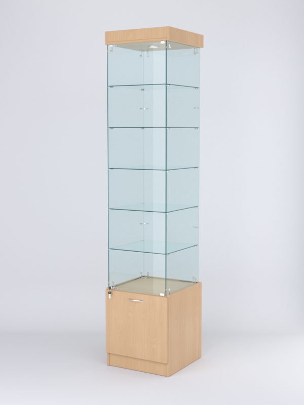 Витрина стеклянная "КРИСТАЛЛ" №502 (с дверкой, задняя стенка - стекло) Бук Бавария
