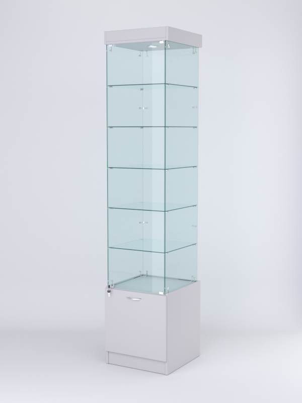 Витрина стеклянная "КРИСТАЛЛ" №502 (с дверкой, задняя стенка - стекло) Серый