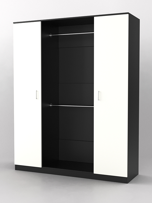 Шкаф гардеробный №1 с дверьми Черный и Белый