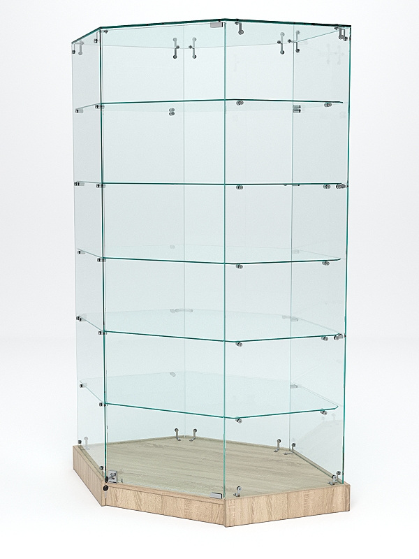 Витрина стеклянная "ИСТРА ХИТ ПРОДАЖ" №513 (с дверкой,  задняя стенка - стекло) Дуб Сонома