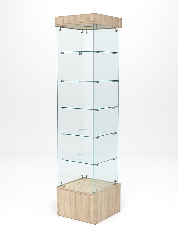 Витрина стеклянная "ИСТРА ПОДИУМ" №510-Ф (с дверкой, задняя стенка - стекло)  Дуб Сонома